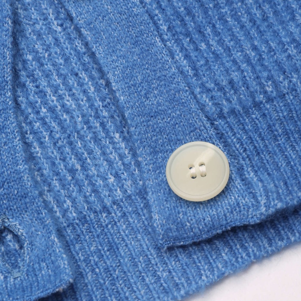Cider Blue Knit V-Neck Solid Button Sweater Cardi… - image 2